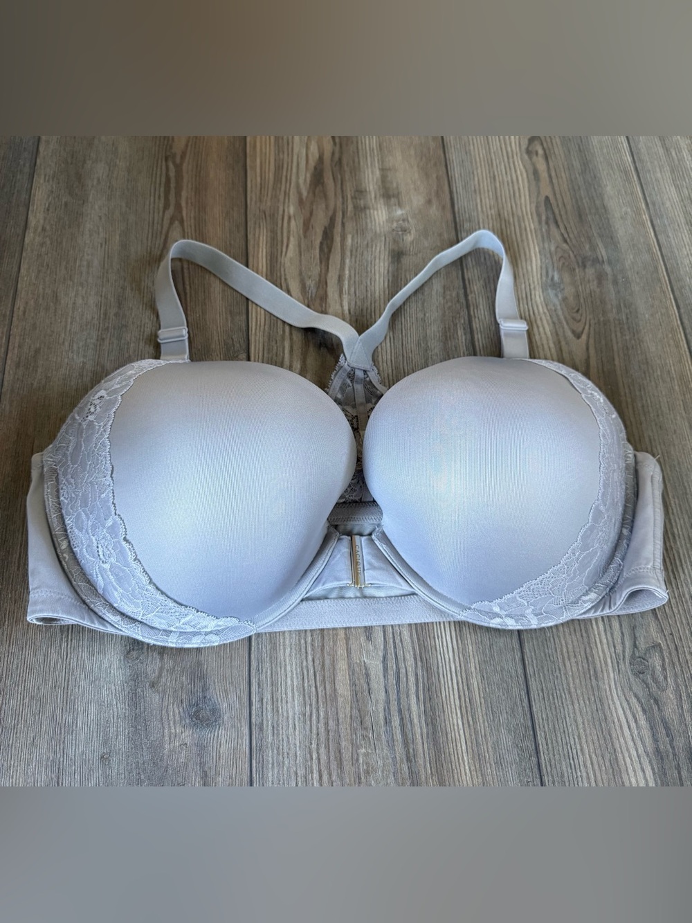 Cacique Grey Silver Boost Plunge Bra Womens 44DD
